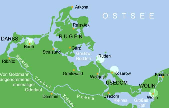 Verschiedene mögliche Lagen von Vineta Verschiedene mögliche Lagen von Vineta