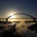 Fehmarnsundbrücke bei Sonnenuntergang