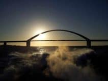 Fehmarnsundbrücke bei Sonnenuntergang Fehmarnsundbruecke