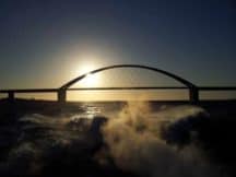 Fehmarnsundbrücke bei Sonnenuntergang Fehmarnsundbruecke