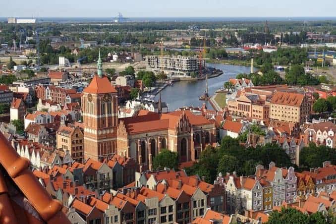 Blick über die Stadt Danzig (Gdansk) an der polnischen Ostsee