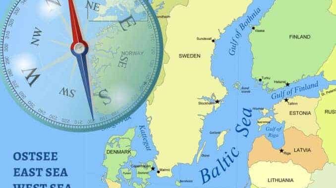 Karte Ostsee, East Sea, West Sea oder Baltic Sea