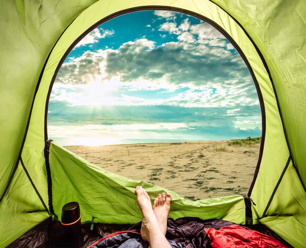Camping an der Ostsee, Blick aus dem Zelt