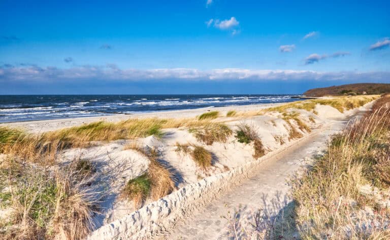 Radweg an der Ostsee im Herbst