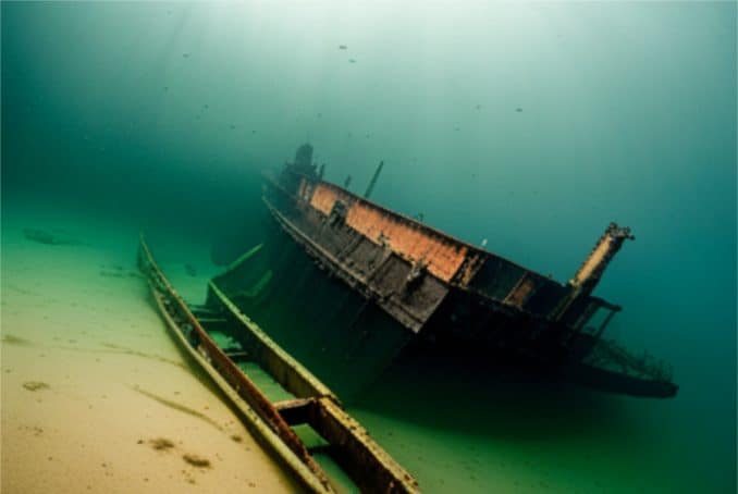 Versunkenes Schiff in der Ostsee