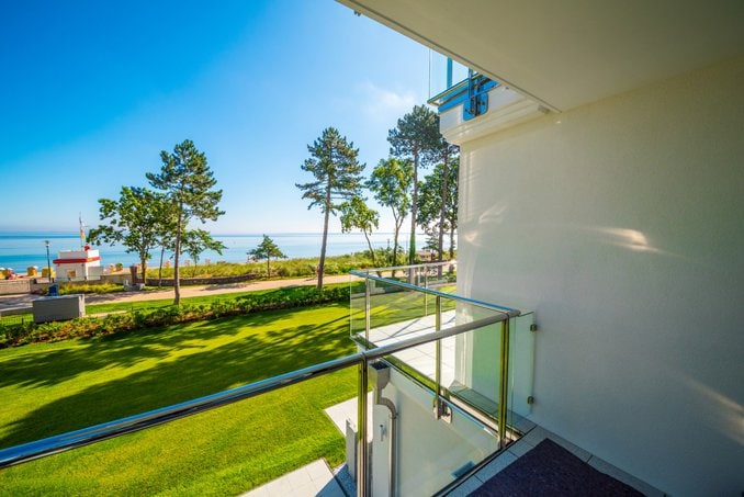 Blick vom Balkon einer Ferienwohnung an der Polnischen Ostsee