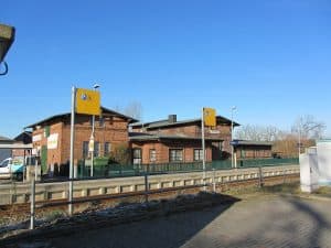 Bahnhof in Teschow (Alt Bukow) im Landkreis Rostock, Mecklenburg-Vorpommern