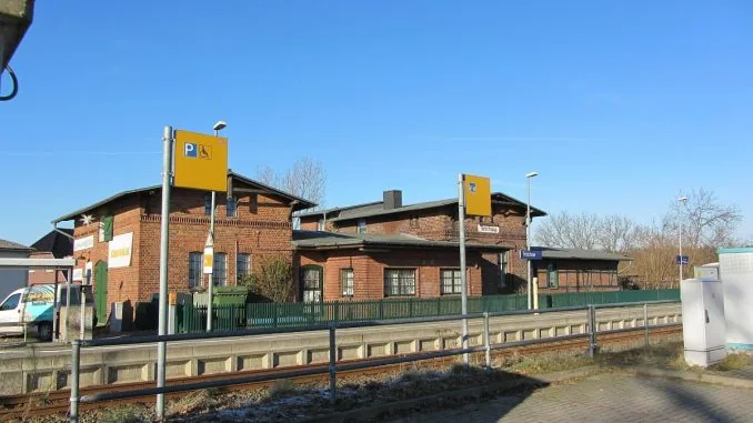 Bahnhof in Teschow (Alt Bukow) im Landkreis Rostock, Mecklenburg-Vorpommern