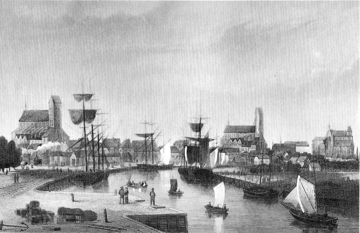 Ostsee Urlaub in der Hansestadt Wismar Stadtansicht um 1850