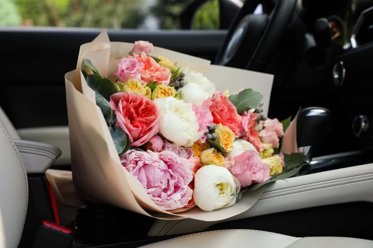 Blumentransport im Auto